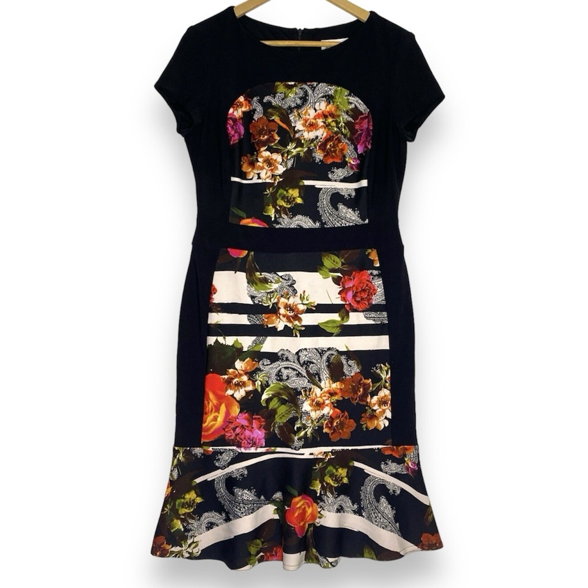 Joseph Ribkoff Dress Women's Size USA Floral Fitted Ruffle Hem