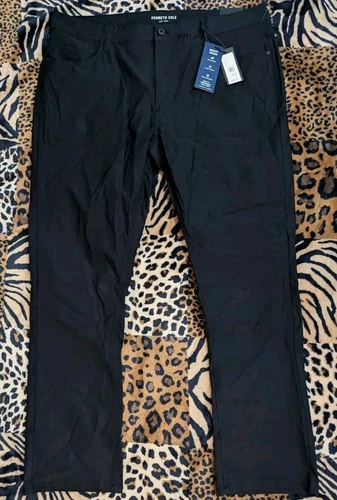$89 KENNETH COLE MOBILITY TROUSER TECH PANTS Black Lightweight Mens 40x30 #d42