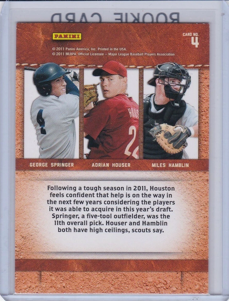 Tarjeta de novato George Springer 2011 Donruss Elite Building Blocks RC ASTRO BLUE JAY Foto 2 de 2