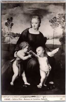 Firenze Galleria Uffizi Madonna Del Cardellino Raffaello Real Photo Postcard