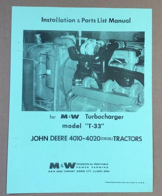 JOHN DEERE 4010 4020 M /& W TURBO CHARGER KIT T24 MANUAL