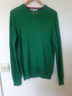Crew Clothing Kaschmirmischung Smart Grün Dünn Strick Pullover Top Größe XS
