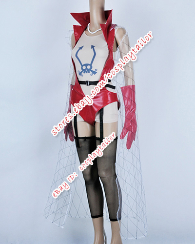 One Piece Emporio Ivankov Cosplay Red Leather Uniform Costume Outfit Full Set - Bild 5 von 10