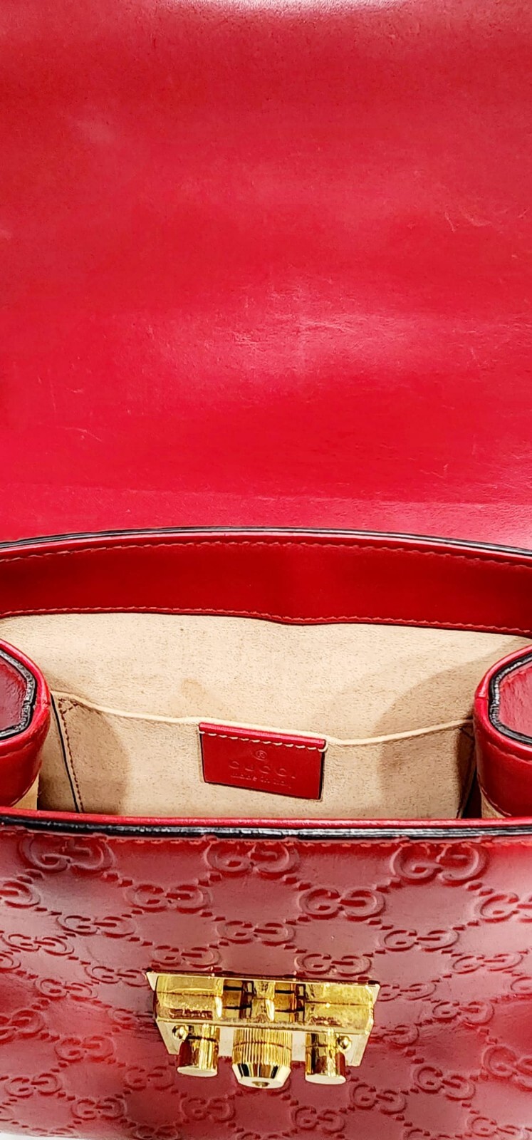 GUCCI Guccissima GG Padlock Backpack Red Leather image 7