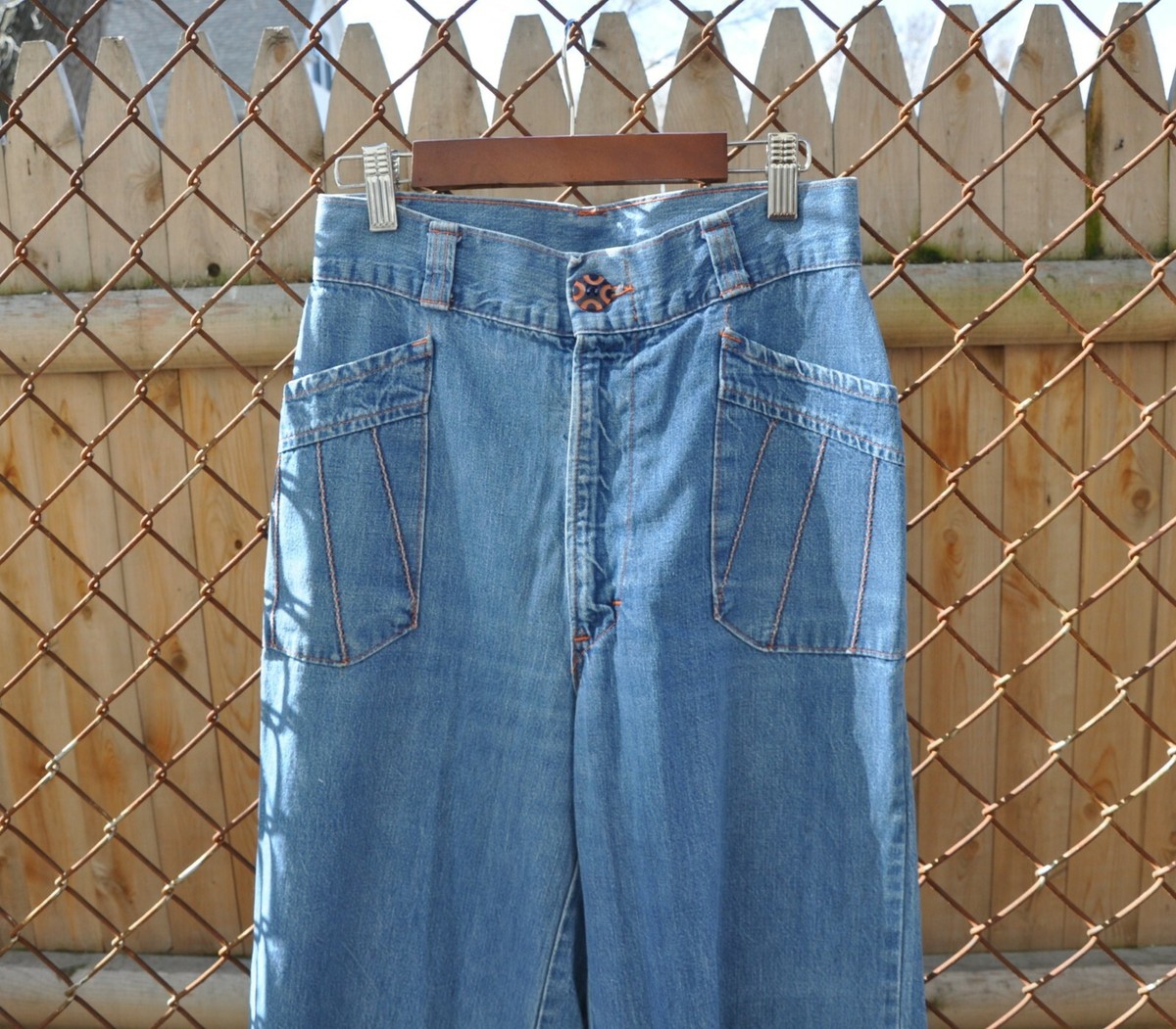 Vintage 70s ultra high waisted flare bellbottom denim jeans