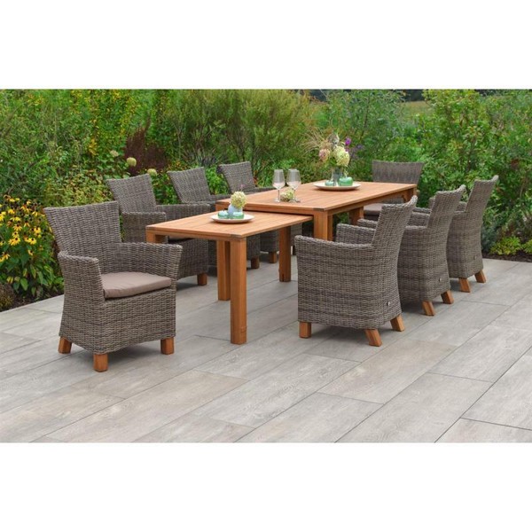 Merxx GartenmöBel Toskana Set 9Tlg. 8 Sessel + 1 Ausziehtisch Inkl. Auflagen-image
