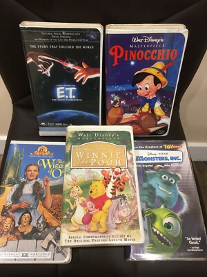 LOT 5 Vintage VHS FILMS Wizard Of Oz Monsters Inc Pinocchio