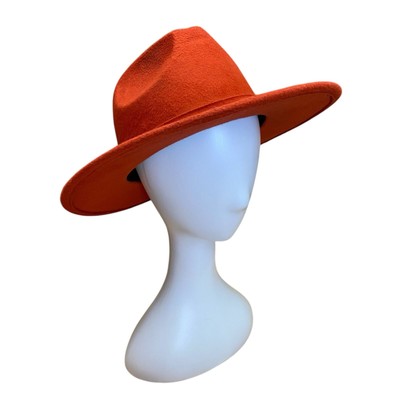 Red Vintage-Inspired Wide Brimmed Felt Fedora