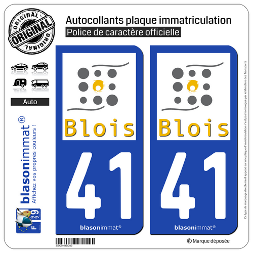 2 Adhésifs plaque immatriculation auto | 41 Blois - Agglo | 41000 - Foto 1 di 1