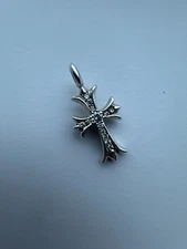 Authentic Chrome Hearts Diamond Tiny Cross Pendant 925 Silver