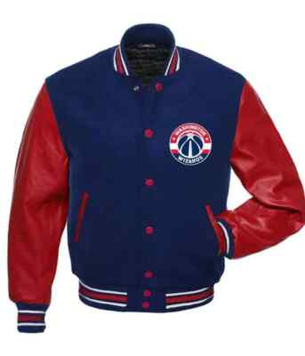Washington Wizards Lettermen Blue and Red Varsity Jacket