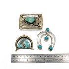 Southwest Sterling Sand Casted Turquoise Pendant Belt Buckle Lot of 3 #S5206-4 — photo 9