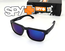Spy Helm Promo Sunglasses Matte Black Frame Blue Mirror Lens Blackout Logo S17