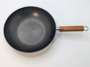 MIRRO Non-stick 11" Wok w/ Wood Handle #54221-1330 Hanging Hook • USA Made.