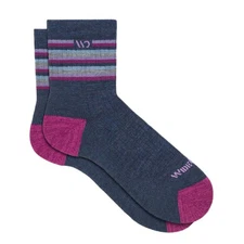 Wide Open Multi Stripe Midweight Micro Crew Women's Socks, Denim, Large