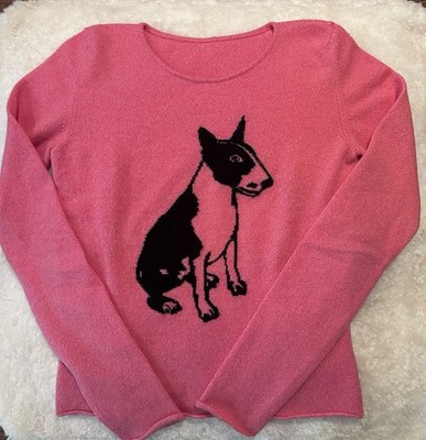 Lucien Pellat-Finet Cashmere Bull TerrierDog Pullover Sweater Pink Size S (VTG)