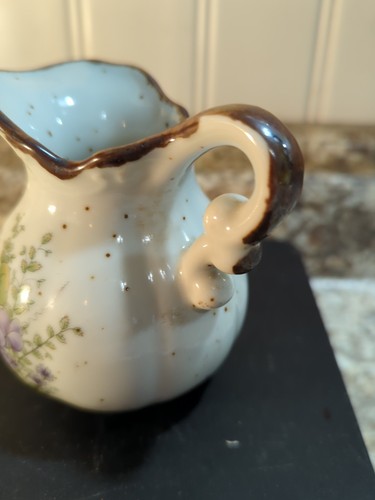 Takahashi Stoneware Pottery Bud Vase Or Ewer/Pitcher w/ Purple Floral & Foliage - Picture 7 of 11