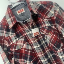New Wrangler Men's Western Pearl Snap Long Sleeve Plaid Shirt Small 100 Cotton