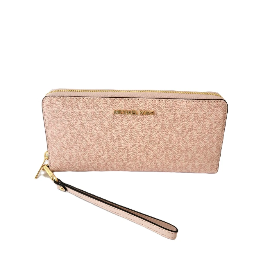 Michael Kors Jet Set Travel Large Travel Continental Wallet MK Logo Powder Blush - Image 3 of 4