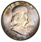 1963 Franklin Silver Half Dollar PCGS MS-65 End Roll Album Toned Toning Toner