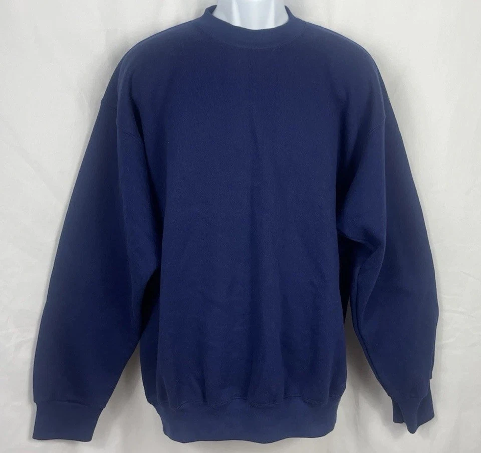 Vintage 90s Tultex Superweight Navy Blue Crewneck Sweater Men’s XL Made In USA - Image 3 of 4