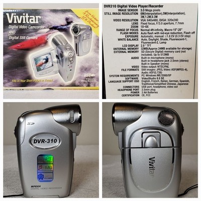 Vivitar DVR-310 MPEG4 Digital Video Player Recorder 8x Zoom Silver New In Box