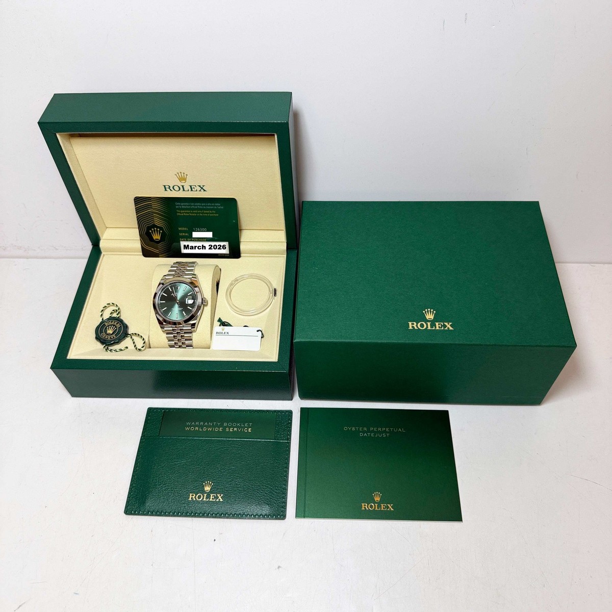 New 2026 Rolex Datejust 126300 41MM Mint Green Stainless Steel Box