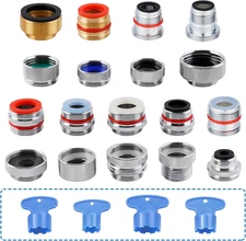 Ifealclear 18 Pcs Brass Faucet Adapter Kit, Kitchen Sink Aerator Adapters with 4
