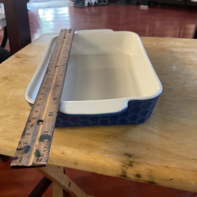 Vintage Rectangular Baking Dish Stoneware Casserole Pan Blue and White 8x5.5x2