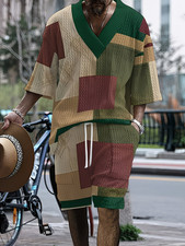Men s Outfit 2 Piece Set Shirt Shorts Set - Available Sizes 4XL BIG