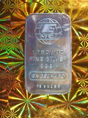 Vintage Engelhard Silver Bar 1 oz .999+ #PS 90163 GLOBE MC W/ BULL PRIVY RARE!