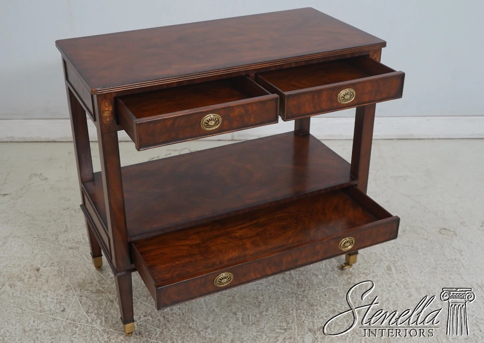 L70467: Servidor de 2 niveles con incrustaciones de caoba estilo regencia MAITLAND SMITH Foto 3 de 4