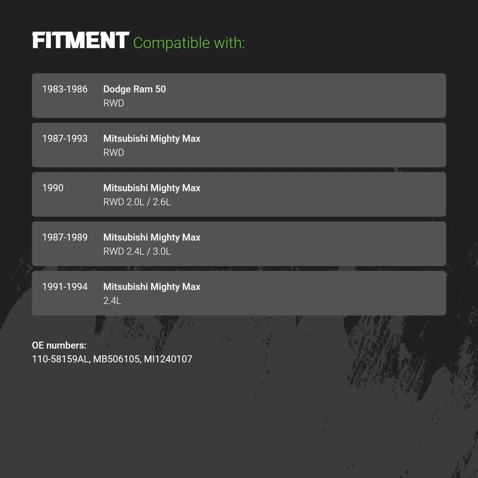 Fender For Mitsubishi Mighty Max 87-96 Front Driver Side Standard Line Foto 2 de 2