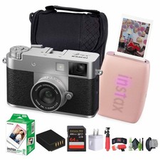 FUJIFILM X Digital Camera Silver , MINI LINK 3 Smartphone Printer Rose Pink