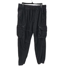 Y2K Abercrombie & Fitch Pants Mens L Black Loose Cargo Jogger Utility Grunge 00s