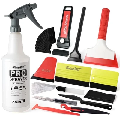 NEWISHTOOL Profi Window Tint Kit Vinyl Wrap Tool Car Tools Felt Squeegee for Sprayer Bottle