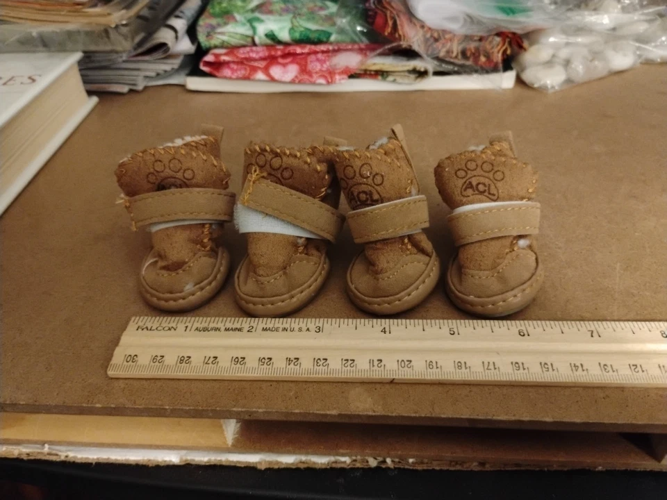 ACL Dog Shoes Booties Winter Boots Faux Suede Moccasins  Style Adjustable SZ 1 - Image 2 of 3