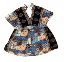 SHEIN 1XL Boho Patchwork Paisley High Low Dress Multicolor