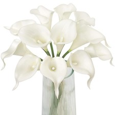 Artificial Calla Lily Flowers Bouquet White 12Pcs Realistic Floral Decor