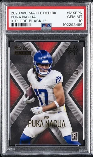 2023 WILD CARD MATTE RED RC ED X-PLODE BLACK 1/1 #MXPPN PUKA NACUA RC 1/1 PSA 10