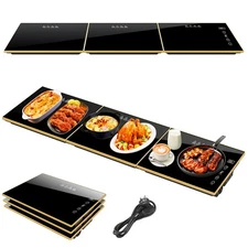 Electric Warming Tray, Extra-Long 47.24'' x 11.81'' Glass Surface, 3-in-1 War...