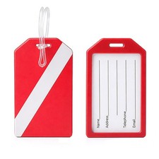 2 Pack - Scuba Flag Diver Down Luggage Tags with Plastic Loop for Dive Gear Bags