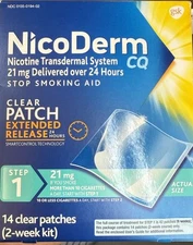 NicoDerm CQ Step 1 Stop Smoking Patches 14ct 2 Week Kit Sealed EXP 03/2027