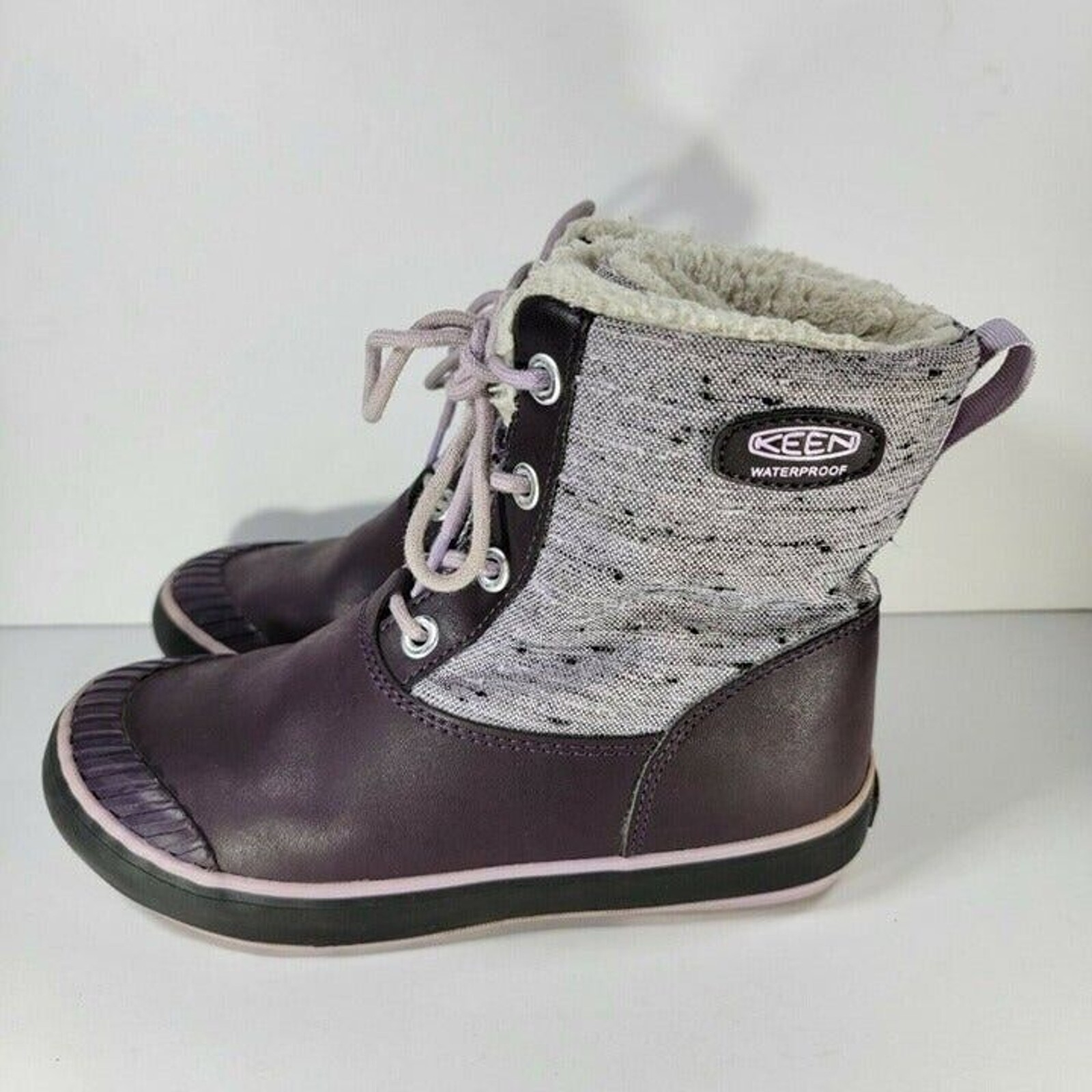 Stivali Keen Youth 4 viola Elsa in pelle di shearling da neve 1015259