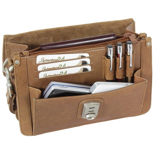 Leder Business Handgelenktasche Herren Tasche schwarz braun natur beige Branco - Bild 15 von 16