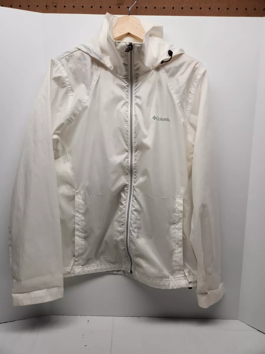 Columbia Jacket Womens Large Cream Omni-shield Windbreaker Hooded Full Zip  H4