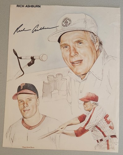 ⚾️🎙Richie Ashburn PHILADELPHIA PHILLIES PLAYER/ANNOUNCER AUTOGRAPHED ETCHING - Picture 1 of 12