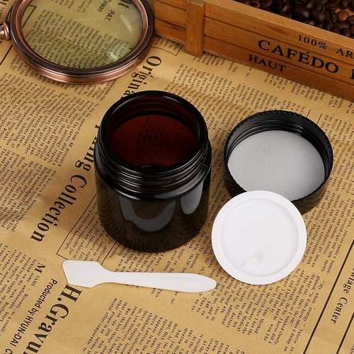 24 Pack 2oz Amber Glass Jars with Black Lids, Round Empty Containers for Scru... - Picture 4 of 5
