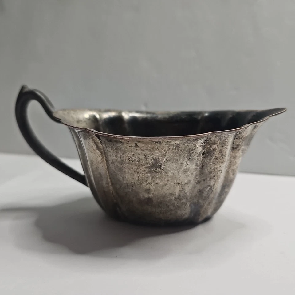 Taza crema chapada en plata Asco EPC estriada Regal caño para verter 6 onzas Foto 4 de 4