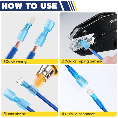 50 ~ 500 STCK. Buchse Wärmeschrumpf Spaten Draht Verbinder Isoliert Crimp Terminal Kit - Bild 5 von 26